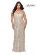 Picture of: Sequin Fringe Plus Size Prom Gown with V-Neck in Silver, Style: 28946, Detail Picture 4
