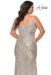 Picture of: Long Sequin Curvy Prom Dress with V-Neckline in Silver, Style: 29006, Detail Picture 4