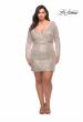 Picture of: Short Sequin Plus Dress with Long Sleeves in Silver, Style: 29396, Detail Picture 5