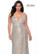 Picture of: Sequin Plus Size Prom Gown with Ruching and V-neck in Silver, Style: 29046, Detail Picture 6