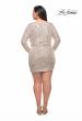 Picture of: Short Sequin Plus Dress with Long Sleeves in Silver, Style: 29396, Detail Picture 6