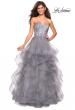 Picture of: Strapless Tulle Prom Gown with Lace Embellishments in Silver, Style: 27620, Main Picture