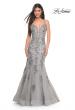 Picture of: Mermaid Prom Gown with Illusion Sides and Lace Applique in Silver, Style: 32295, Main Picture