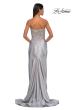 Picture of: Ruched Satin Evening Dress with Sheer Lace Top and Scallop Neckline in Silver, Style: 32689, Detail Picture 8