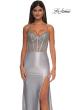 Picture of: Rhinestone Corset Prom Dress with Stretch Satin Skirt in Silver , Style: 32691, Detail Picture 8