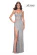 Picture of: Rhinestone Fishnet Dress with Lace Detail on Sheer Bodice in Silver, Style: 32232, Detail Picture 9
