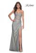 Picture of: Sheer Lace Applique Bodice Dress with Jersey Skirt in Silver, Style: 32301, Detail Picture 10