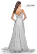 Picture of: A-Line Satin Gown with Ruched Bodice and V Neck in Silver, Style: 31505, Detail Picture 12