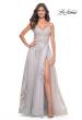 Picture of: A-Line Tulle Prom Dress with Scattered Lace Applique in Silver, Style: 31939, Detail Picture 16