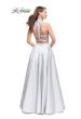 Picture of: Mikado Two Piece A-line Dress with Metallic Beading in Silver, Style: 25705, Back Picture