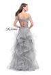 Picture of: Off the Shoulder A-line Gown with Ruffle Tulle Skirt in Silver, Style: 26169, Back Picture