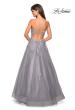Picture of: Floor Length Tulle Ball Gown with Lace Accents in SIlver, Style: 27441, Back Picture