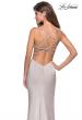Picture of: Form Fitting Prom Dress with Slit and Beaded Straps in Silver, Style: 27519, Back Picture