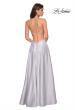 Picture of: Long Mikado Gown with Rhinestone Bodice and Slit in Silver, Style: 27634, Back Picture