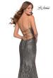 Picture of: Metallic Sequined Mermaid Dress with Lace Up Back in Silver, Style: 28469, Back Picture