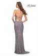 Picture of: Lace Up Back Sequin Dress with V Neckline in Silver, Style 29895, Back Picture