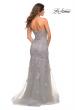 Picture of: Mermaid Strapless Elegant Lace and Tulle Gown in Silver, Back Picture