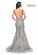 Picture of: Mermaid Prom Gown with Illusion Sides and Lace Applique in Silver, Style: 32295, Back Picture