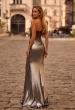 Picture of: Pretty Metallic Jersey Ruched Dress with Sweetheart Neckline in Silver , Style 32806, Back Picture