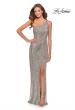 Picture of: Long Sequin One Shoulder Ruched Prom Dress in Silver, Style: 28401, Detail Picture 1