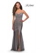 Picture of: Fully Ruched Jersey Prom Dress with Center Slit in Silver, Style: 28416, Detail Picture 1