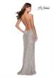 Picture of: HIgh Neck Sequin Gown with Open Back and Slit in Silver, Style: 28529, Detail Picture 1