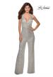 Picture of: Long Sequin Jumpsuit with Criss Cross Back in Silver, Style: 28719, Detail Picture 1