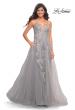 Picture of: Tulle Prom Dress with Lace Detail in Silver in Silver, Style: 30810, Detail Picture 1