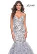 Picture of: Mermaid Beaded Floral Gown with Ruffle Detailed Skirt in Silver, Style: 32105, Detail Picture 1