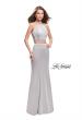 Picture of: Two Piece Jersey Prom Dress with High Neckline in SIlver, Style: 25220, Detail Picture 2