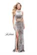 Picture of: Crush Velvet Two Piece Prom Dress with Slit in Silver, Style: 25431, Detail Picture 2