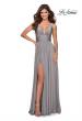 Picture of: Empire Waist Prom Gown with Deep V Neckline in Silver, Style: 28547, Detail Picture 2