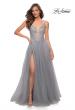 Picture of: Tulle A Line Gown with Lace Rhinestone Bodice in Silver, Style 29686, Detail Picture 2