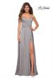 Picture of: Elegant Criss-Cross Ruched Bodice Jersey Dress in Silver, Style: 30571, Detail Picture 2