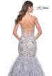 Picture of: Mermaid Beaded Floral Gown with Ruffle Detailed Skirt in Silver, Style: 32105, Detail Picture 2