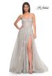 Picture of: Gorgeous Lace A-Line Dress with Rhinestone Lace Details in Silver, Style: 32111, Detail Picture 2