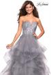 Picture of: Strapless Tulle Prom Gown with Lace Embellishments in Silver, Style: 27620, Detail Picture 3