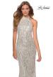 Picture of: High Neck Sequin Fringe Dress with Tie Up Back in Silver, Style: 28819, Detail Picture 3