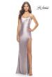 Picture of: Liquid Jersey Fitted Dress with High Slit in Silver, Style: 31372, Detail Picture 3