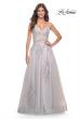 Picture of: A-Line Tulle Prom Dress with Scattered Lace Applique in Silver, Style: 31939, Detail Picture 3