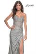 Picture of: Sheer Lace Applique Bodice Dress with Jersey Skirt in Silver, Style: 32301, Detail Picture 3