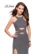 Picture of: Long Jersey Prom Dress with Cut Outs and Low Scoop Back in Silver, Style: 25422, Detail Picture 2