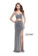 Picture of: Long Jersey Two Piece Prom Dress with Side Cut Outs in Silver, Style: 25597, Detail Picture 2