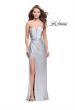 Picture of: Long Strapless Satin Prom Dress with Side Ruching in Silver, Style: 26017, Detail Picture 2