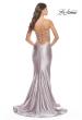 Picture of: Liquid Jersey Mermaid Gown with Lace Up Back in Silver, Style: 31295, Detail Picture 4
