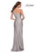 Picture of: One Shoulder Shiny Ruched Jersey Dress with Slit in Silver, Style 29619, Detail Picture 5