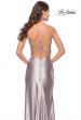 Picture of: Fitted Liquid Jersey Dress with High Slit and Open Back in Silver, Style: 31208, Detail Picture 5