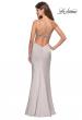 Picture of: Form Fitting Prom Dress with Slit and Beaded Straps in Silver, Style: 27519, Detail Picture 6
