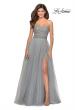 Picture of: Long Tulle Prom Dress with Beaded Bodice in Silver, Style: 28535, Detail Picture 6