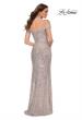 Picture of: Off the Shoulder Ruched Sequin Dress with Slit in Silver, Style 29831, Detail Picture 6